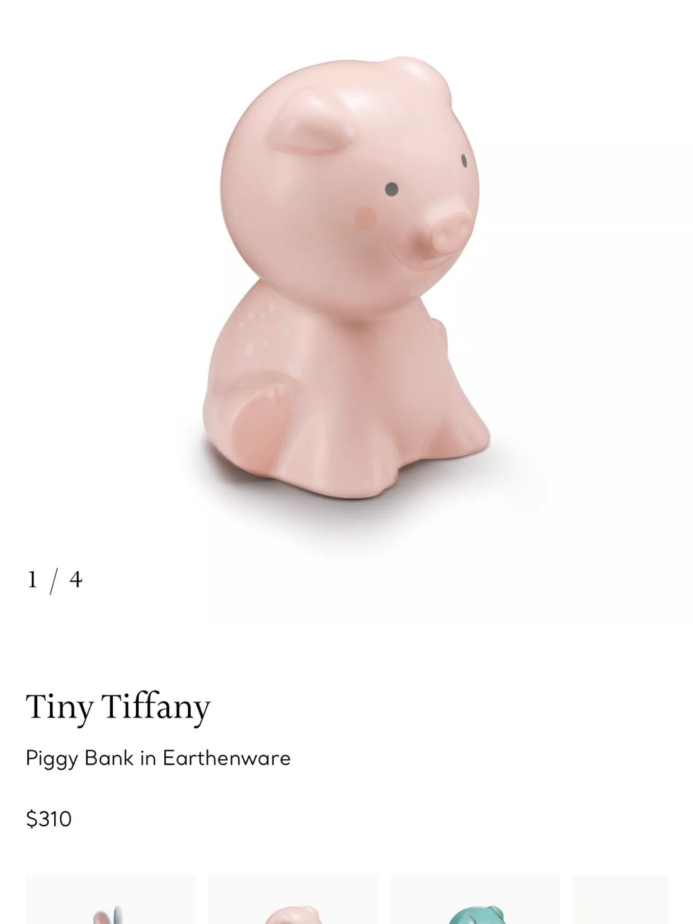 Tiffany & Co. Signature baby pink piggy bank with Blue Gift Box